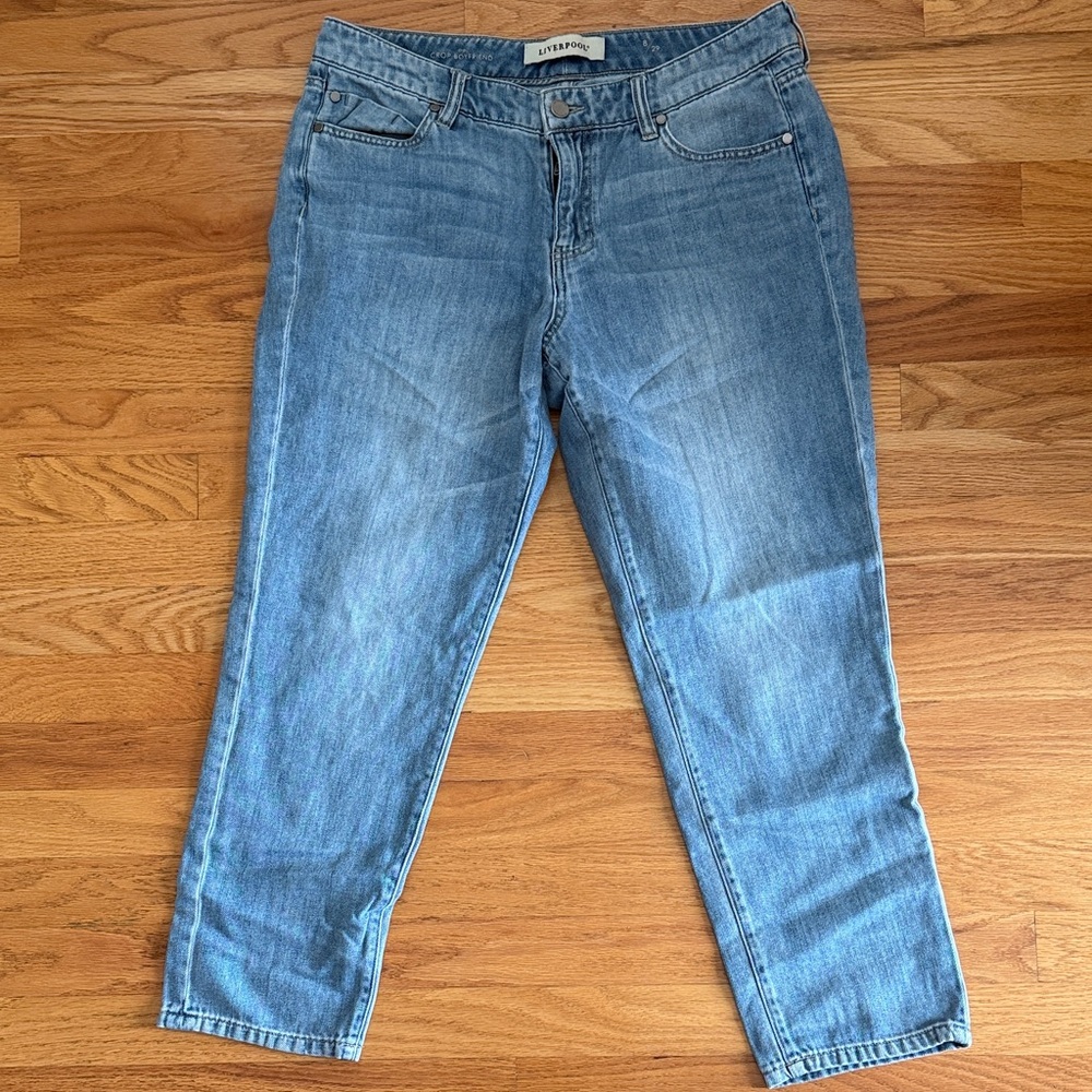 Liverpool Crop Boyfriend Light Blue Jeans